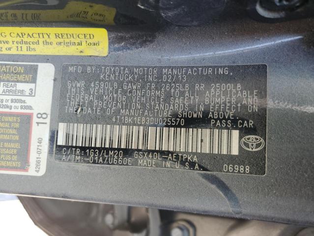 4T1BK1EB3DU025570 - 2013 TOYOTA AVALON BASE 灰色 照片 12