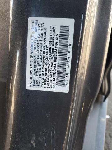 5FNRL5H6XFB087484 - 2015 HONDA ODYSSEY EXL GRAY photo 12