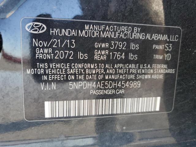 5NPDH4AE5DH454989 - 2013 HYUNDAI ELANTRA GLS BLACK photo 13