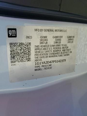 1G1YA2D47P5142179 - 2023 CHEVROLET CORVETTE STINGRAY 1LT WHITE photo 13