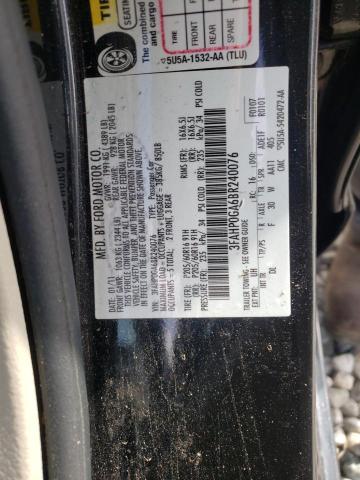 3FAHP0GA6BR240076 - 2011 FORD FUSION S BLACK photo 12