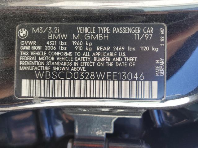 WBSCD0328WEE13046 - 1998 BMW M3 AUTOMATIC 黑色 照片 12