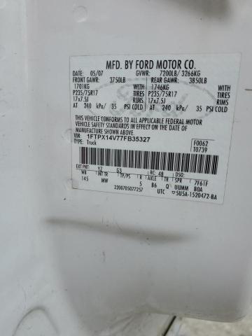 1FTPX14V77FB35327 - 2007 FORD F150 WHITE photo 12