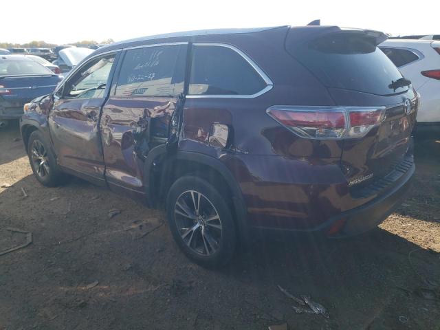 5TDJKRFH8GS245166 - 2016 TOYOTA HIGHLANDER XLE BURGUNDY photo 2
