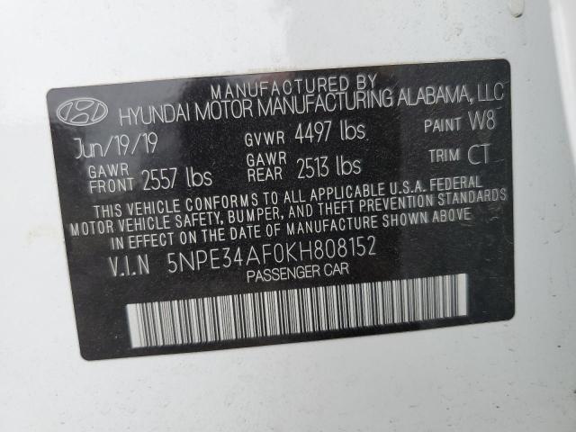 5NPE34AF0KH808152 - 2019 HYUNDAI SONATA LIMITED WHITE photo 13