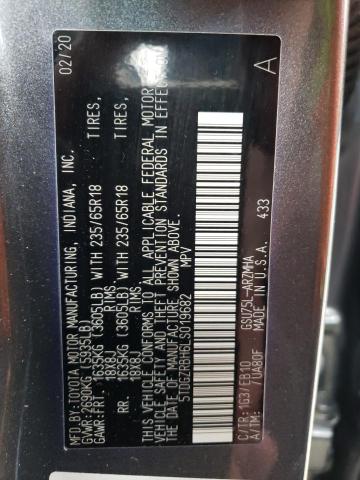 5TDGZRBH6LS019682 - 2020 TOYOTA HIGHLANDER XLE GRAY photo 13