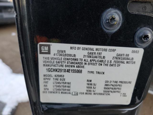 1GCHK291X4E155068 - 2004 CHEVROLET 2500 K2500 HEAVY DUTY BLACK photo 12