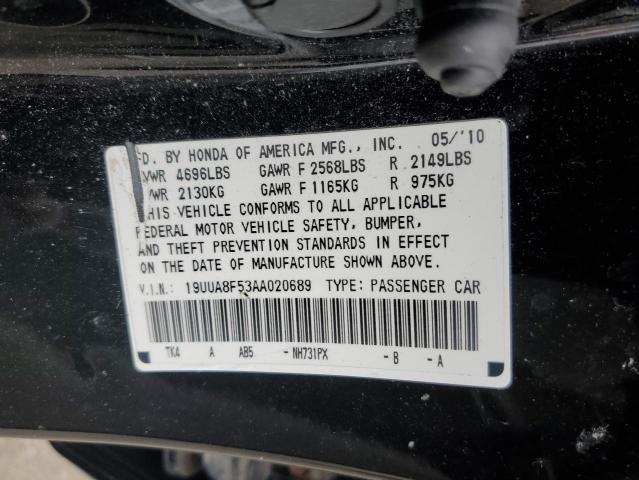 19UUA8F53AA020689 - 2010 ACURA TL BLACK photo 12