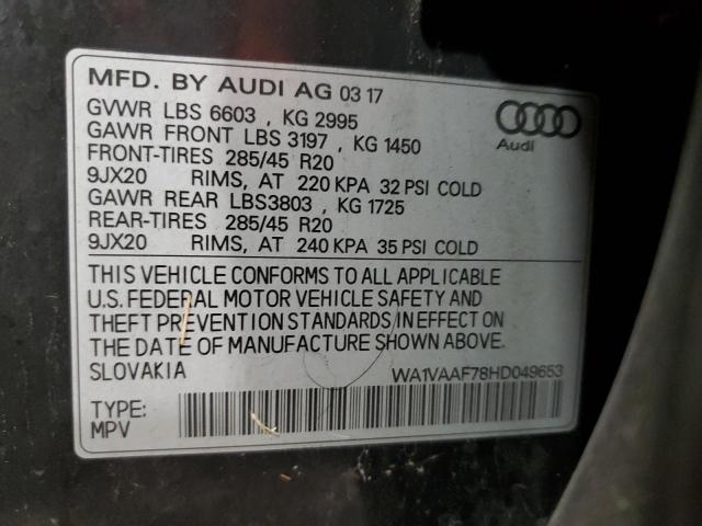 WA1VAAF78HD049653 - 2017 AUDI Q7 PRESTIGE BLACK photo 13