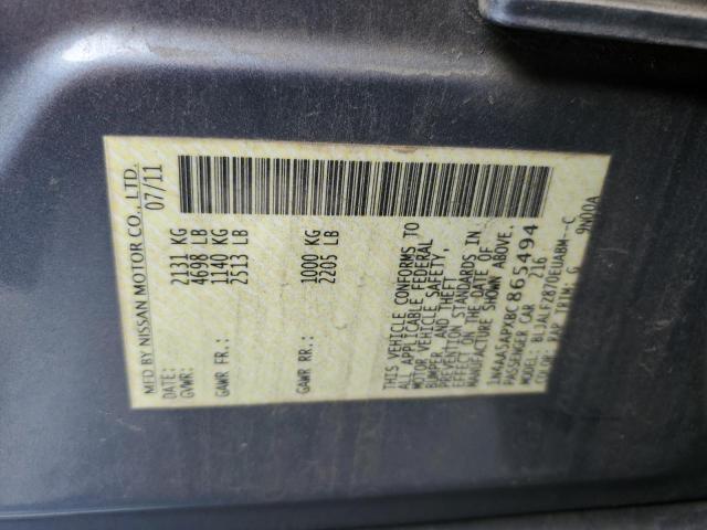 1N4AA5APXBC865494 - 2011 NISSAN MAXIMA S GRAY photo 12