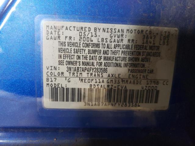 3N1AB7AP4FY283586 - 2015 NISSAN SENTRA S BLUE photo 12