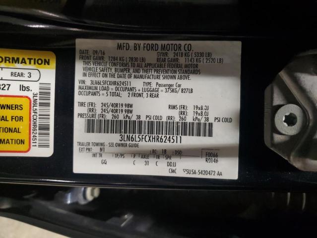 3LN6L5FCXHR624511 - 2017 LINCOLN MKZ RESERVE ლურჯი ფოტო 12