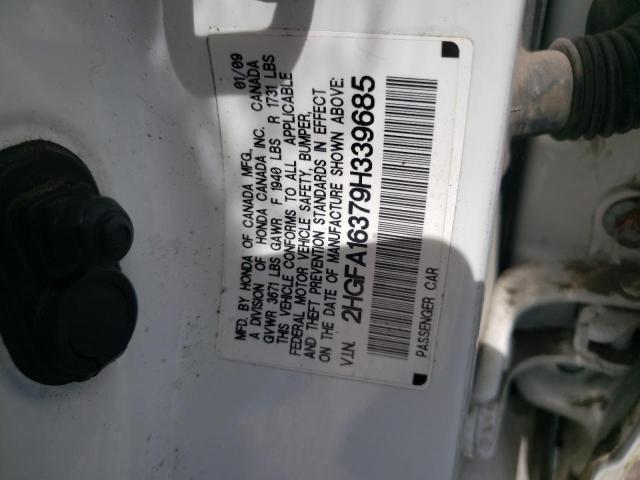 2HGFA16379H339685 - 2009 HONDA CIVIC VP WHITE photo 12