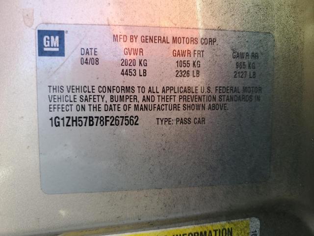 1G1ZH57B78F267562 - 2008 CHEVROLET MALIBU 1LT BEIGE photo 12