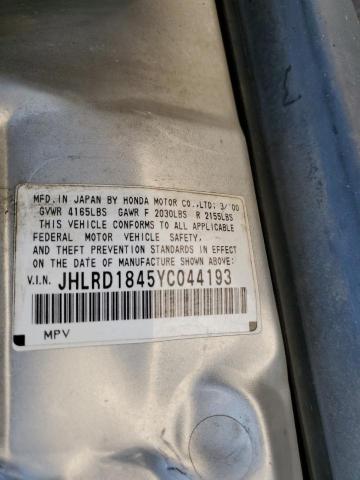 JHLRD1845YC044193 - 2000 HONDA CR-V LX SILVER photo 13