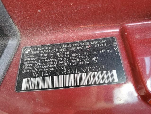 WBACN33441LM02177 - 2001 BMW Z3 2.5 勃艮第红 照片 13