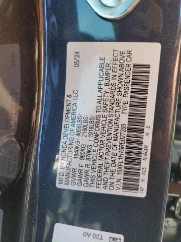 19XFL1H75RE027269 - 2024 HONDA CIVIC EXL გრაფიტი ფოტო 12