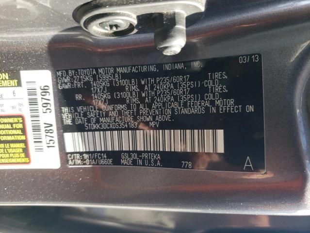 5TDKK3DCXDS354183 - 2013 TOYOTA SIENNA LE GRAY photo 14