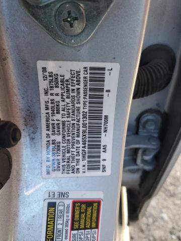 1HGFA465X9L001302 - 2009 HONDA CIVIC GX SILVER photo 12