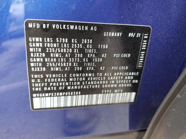 WVGKMPE20MP058389 - 2021 VOLKSWAGEN ID.4 PRO S BLUE photo 13