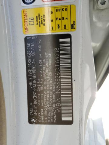 WBAHN83526DT64218 - 2006 BMW 750 LI WHITE photo 12