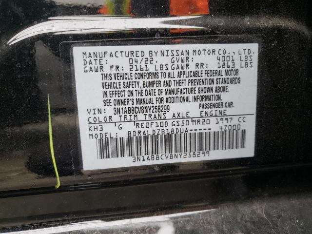 3N1AB8CV8NY258299 - 2022 NISSAN SENTRA SV BLACK photo 12