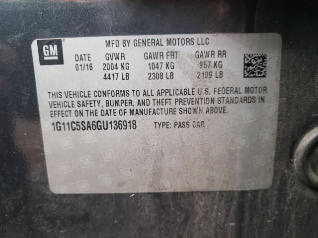 1G11C5SA6GU136918 - 2016 CHEVROLET MALIBU LIM LT Графитовый фото 12