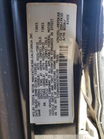 5TEGN92N23Z301158 - 2003 TOYOTA TACOMA DOUBLE CAB PRERUNNER BLACK photo 12