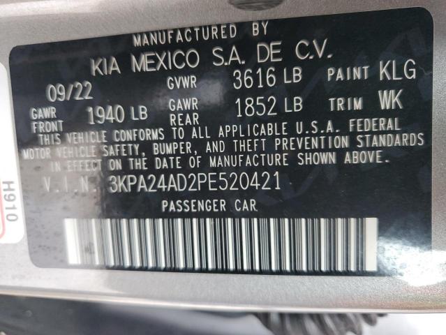 3KPA24AD2PE520421 - 2023 KIA RIO LX GRAY photo 13