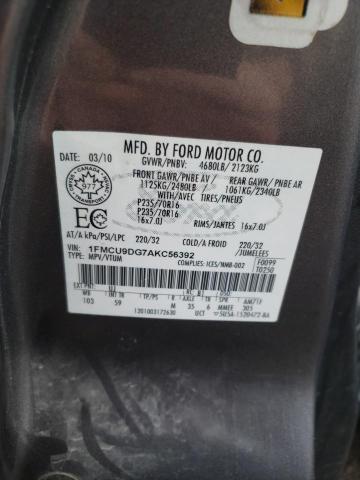 1FMCU9DG7AKC56392 - 2010 FORD ESCAPE XLT GRAY photo 13