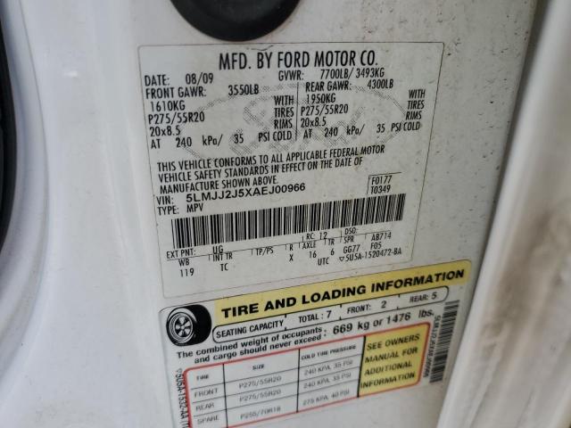 5LMJJ2J5XAEJ00966 - 2010 LINCOLN NAVIGATOR 白色 照片 13