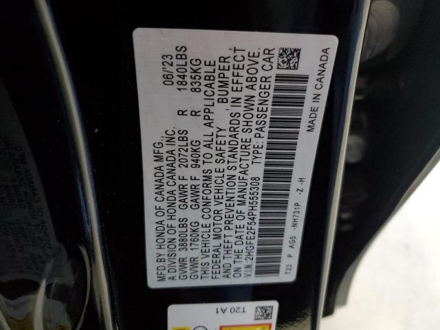 2HGFE2F54PH555308 - 2023 HONDA CIVIC SPORT შავი ფოტო 12