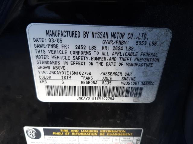 JNKAY01E16M102754 - 2006 INFINITI M35 BASE BLACK photo 13