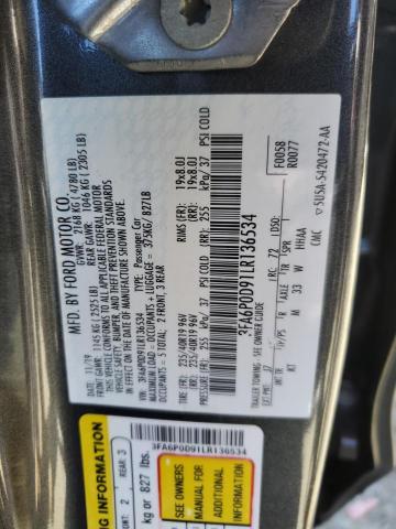 3FA6P0D91LR136534 - 2020 FORD FUSION TITANIUM GRAY photo 12