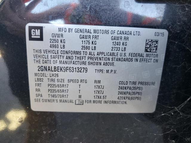 2GNALBEK9F6313279 - 2015 CHEVROLET EQUINOX LT BLACK photo 13