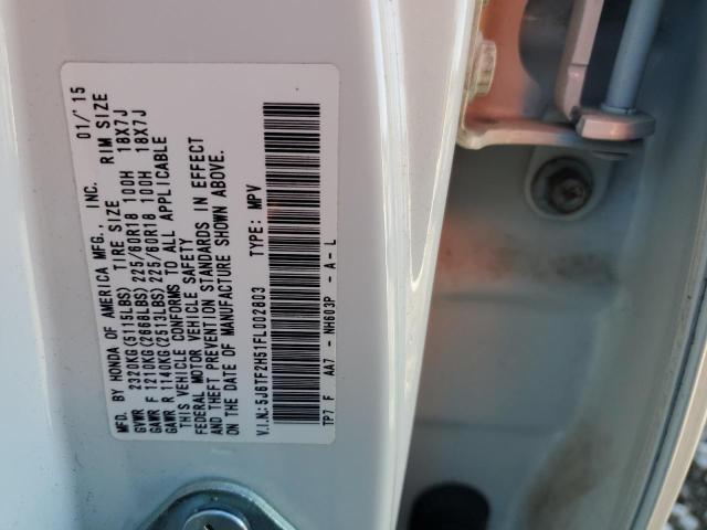 5J6TF2H51FL002803 - 2015 HONDA CROSSTOUR EXL თეთრი ფოტო 12