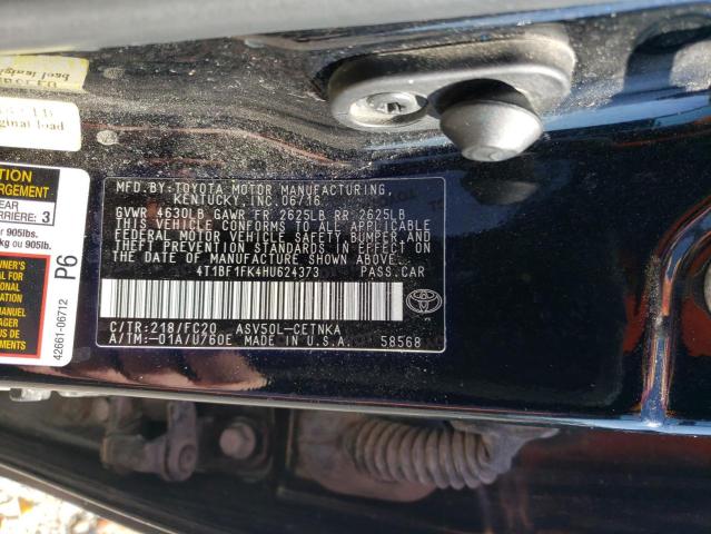 4T1BF1FK4HU624373 - 2017 TOYOTA CAMRY LE შავი ფოტო 12