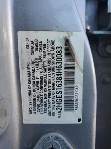 2HGES16384H630083 - 2004 HONDA CIVIC DX VP SILVER photo 12
