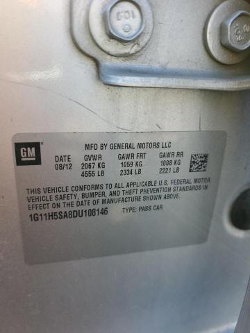 1G11H5SA8DU108146 - 2013 CHEVROLET MALIBU LTZ ვერცხლისფერი ფოტო 12