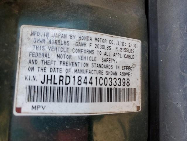 JHLRD18441C033398 - 2001 HONDA CR-V LX GREEN photo 13