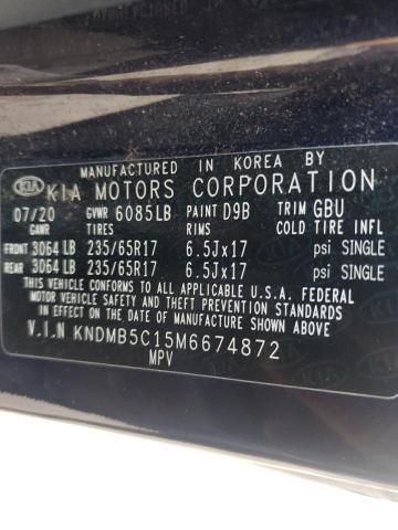 KNDMB5C15M6674872 - 2021 KIA SEDONA LX BLUE photo 12