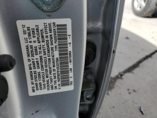 19XFB2F91CE337584 - 2012 HONDA CIVIC EXL ვერცხლისფერი ფოტო 13