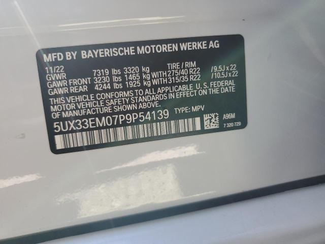 5UX33EM07P9P54139 - 2023 BMW X7 M60I WHITE photo 14