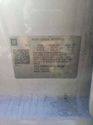 1G1JB5SB0K4148048 - 2019 CHEVROLET SONIC LS WHITE photo 12