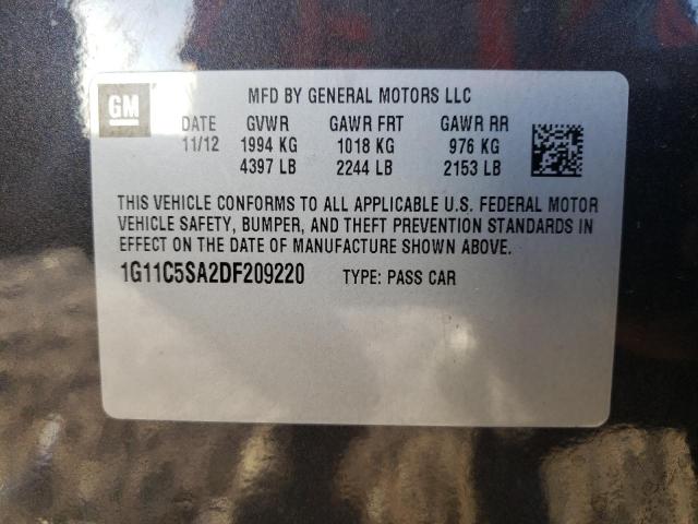 1G11C5SA2DF209220 - 2013 CHEVROLET MALIBU 1LT GRAY photo 12