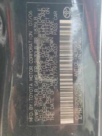 JTKDE177970164037 - 2007 TOYOTA SCION TC შავი ფოტო 12