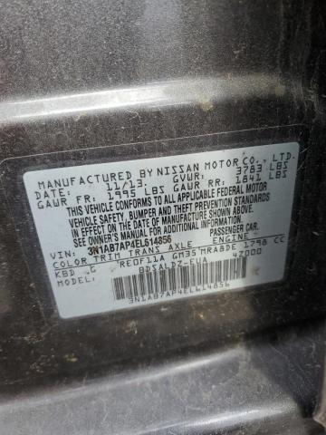 3N1AB7AP4EL614856 - 2014 NISSAN SENTRA S GRAY photo 12