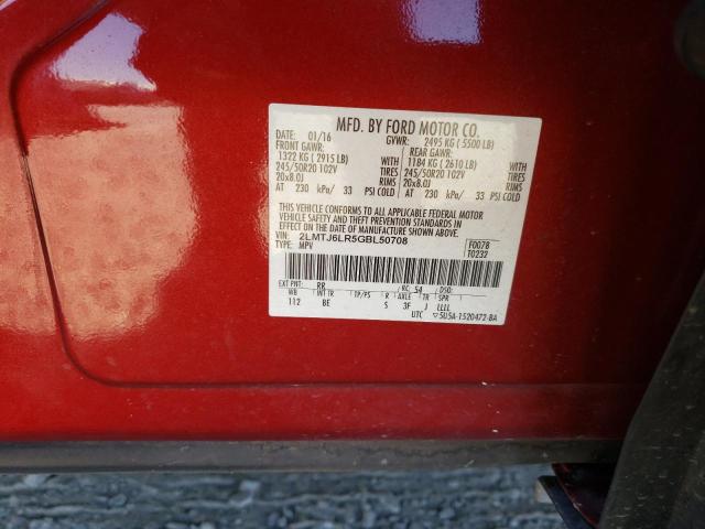 2LMTJ6LR5GBL50708 - 2016 LINCOLN MKX RESERVE 勃艮第红 照片 12