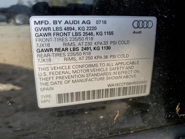 WA1ECCFS8HR003592 - 2017 AUDI Q3 PREMIUM BLACK photo 13