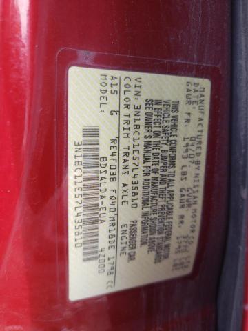 3N1BC11E57L435810 - 2007 NISSAN VERSA S RED photo 12